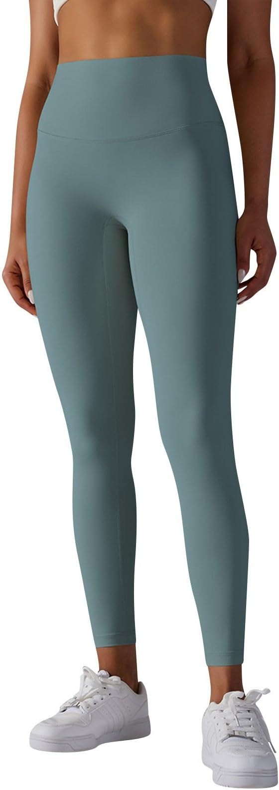 Yoga Pants Women Solid Color High-Waist Tight Sports Nine-Point Legging Trendy Comfy Gym Trousers with Pockets