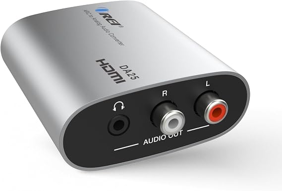 OREI HDMI ARC/eARC to Analog Audio Extractor Converter, PCM to 2CH HDMI 1.4 | HDMI ARC to RCA Audio Converter, HDMI eARC to Analog Audio Converter, 3.5mm & L/R Output for Speakers & Headphones