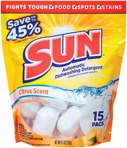 Sun Automatic Dishwashing Detergent Pacs, Citrus, 15 Count