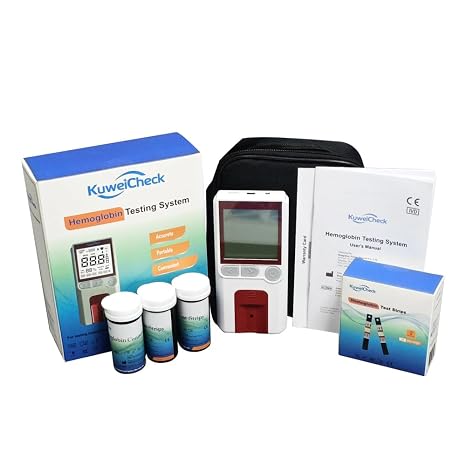 Hemoglobin Test Meter Kit with 50pcs strips,50pcs lancets and 50pcs pippets