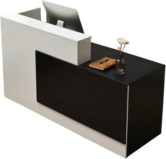 Reception Desk,Stations Counter Table,L-Shap Cashier,Checkout Counter,Counter,Simple and Modern,Restaurant,Small Front Desk,Counter Desk with Lockable Drawer for Office Reception Room Lobby