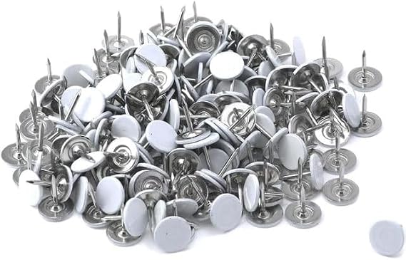 100 Pcs White Thumb Tacks Flat Rounded 11mm/0.43" Nailhead L13mm/0.51" Decorative Pin Push Pins Home/Office for Bulletin Board,Notice Board/Map Nails,Adhesives and Fasteners