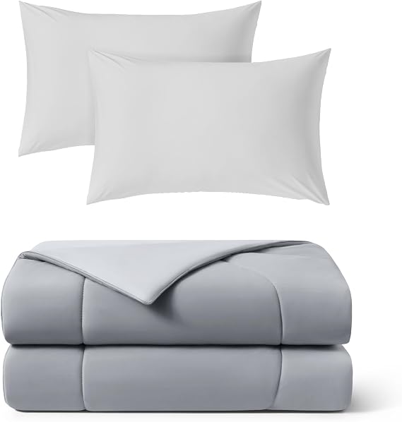 REST Buy 2 GET 30 Percent Off: Evercool Comforter Plus Pillowcases Bundle at 30% Discount, in Light Gray, Queen Size