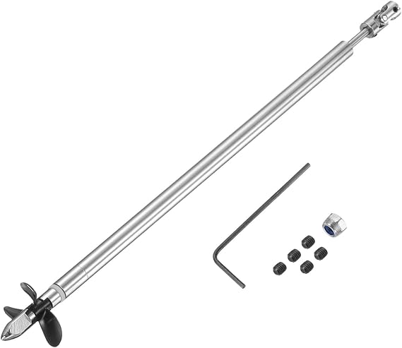 sourcing map Drive Shaft Three Propeller and Coupling Joint for RC Boat Coupler Assemble Kit, L29.5cm Shaft, L25cm Sleeve, D3.6cm Three Propeller, Fit for 3mm Motor Shaft