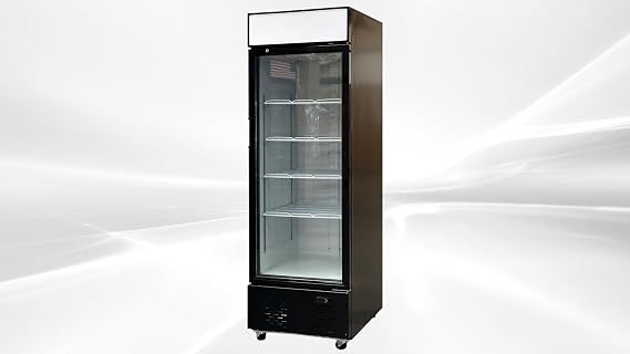 Commercial 1 Swing Glass Door Refrigerator Merchandiser, ETL Upright Display Fridge Cooler, 24" W 15.8 cu. ft. Fan Cooling, Beverage 4 Section Bottom-Mounted, Restaurant Kitchen