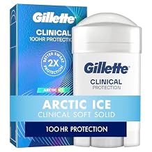 Gillette Clinical Antiperspirant and Deodorant for Men, 100HR Sweat & Odor Protection, Long Lasting Freshness, Anti-White Mark Technology, Soft Solid, Arctic Ice Scent, 2.6 oz
