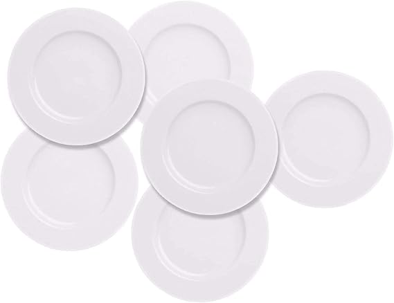 6pcs Salad Dessert Plate 7.5inch White Porcelain Dinner