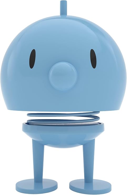 Hoptimist Classic Bumble - Danish Design Home Decor Ornament - Plastic Figurine with a Metal Spring, Large - Creates Cheerful Movement - (Light Blue)
