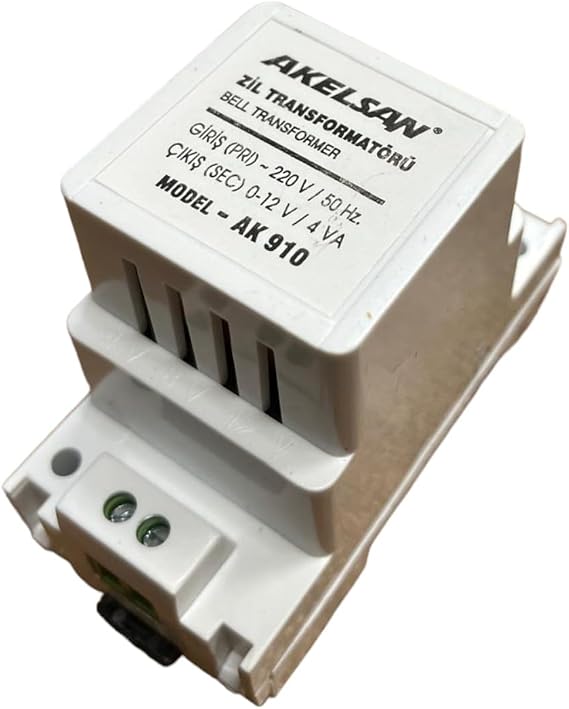 SekaTech Akelsan Zil Trafosu 4-8-12V /4VA AK-910 Kapı Zili Trafosu,Transformator,Güç Kaynağı Bell Transformer