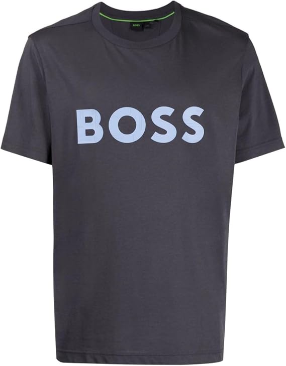 Hugo Boss Men's Tee 1 Dark Grey Blue Logo Short Sleeve T-Shirt