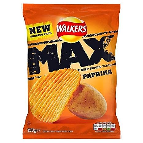 Walkers Max Paprika Crisps - 150g (0.33lbs)