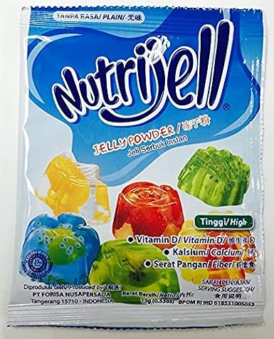 Nutrijell Jelly Powder Plain Flavour - 0.53oz (15g) - (Pack of 5)