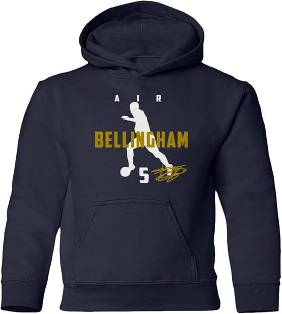 GamesDur Air Bellingham #5 England Soccer Star Player Madrid Youth Hooded Sweatshirt