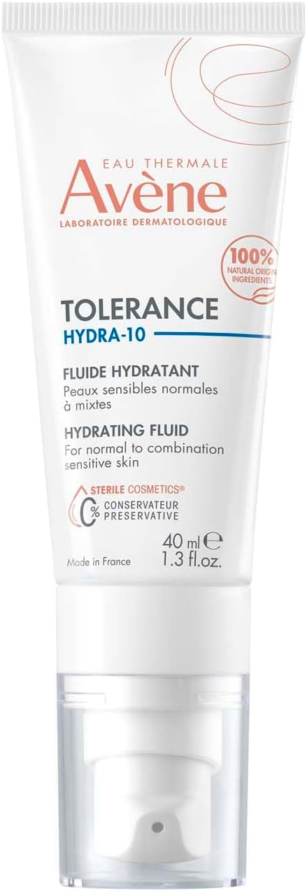 Avène Tolerance Hydra-10 Moisturising Fluid 40ml, Lightweight Moisturiser for Sensitive Skin, Microbiome Support
