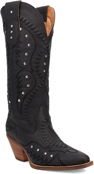 Dingo Womens Pretty N' Pink Embroidered Studded Snip Toe Casual Boots Mid Calf Mid Heel 2-3"