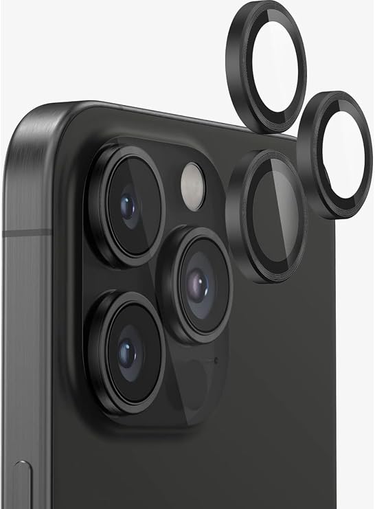 Enfein iPhone 13 Pro / 13 Pro Max İle Uyumlu CmCov Kamera Lens Koruyucu Kolay Tak Çıkar Ergonomik İnce Tasarım Kırılma Ve Çizilme Önleyici Siyah