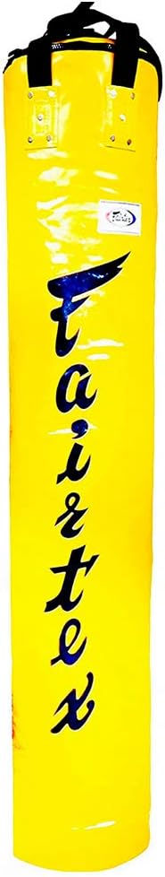Fairtex UNFILLED HB6-6ft Muay Thai Banana Bag Yellow Heavy Punching Bag for Kick Boxing MMA K1 Yellow