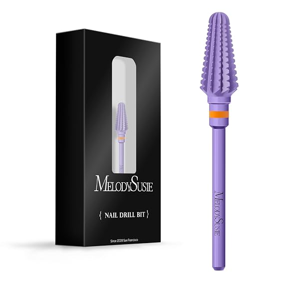 MelodySusie Professional Tornado 3/32'' Nail Drill Bits, Carbide Tungsten Multi-function Bits, Suitable for Manicure Pedicure Cuticle Gel Polishing, Salon Bits, Series Bit-X, Purple, 2XC