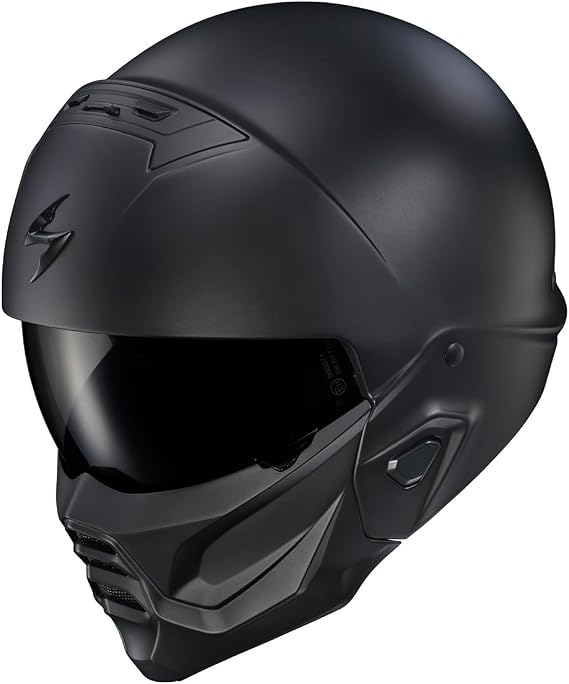 ScorpionEXO Covert 2 Open Face 3/4 Full Mode Motorcycle Helmet Bluetooth Ready Speaker Pockets Interchangeable Mouth Cover DOT Approved Solid (Matte Black - 3X-Large)