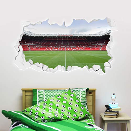 Manchester United Football Club Official Broken Wall Old Trafford Stadium Wall Sticker  Man Utd Logo Decal Set Vinyl Poster Print Mural Art 90cm