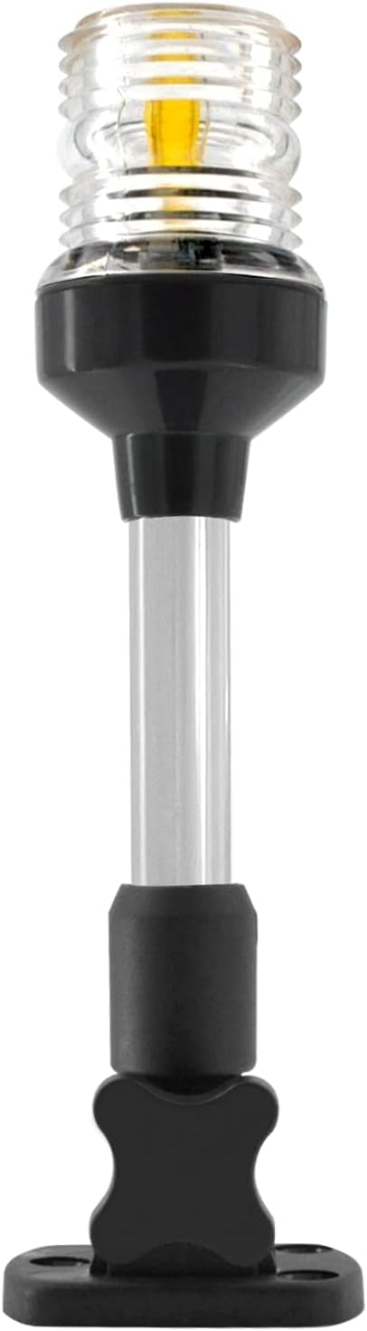 ISURE MARINE 9" LED Fold Down Boat Stern Light 3 Nautical Mile Navigation Anchor Lights White All Round 360 for Pontoon and Fishing Boats