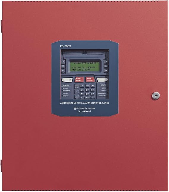 Fire-Lite ES-200X Intelligent Addressable Fire Alarm Control Panel, SLC Loop, 198 Addressable Devices, IPOTS-COM Communicator, Integral 80-Character LCD Display with Backlighting