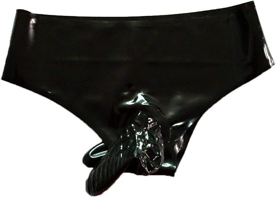 Latex Rubber Shorts Men Underwear Briefs Pants With Two Sheaths Latex Panties