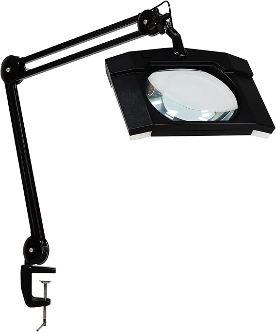LED Magnifying Lamp with Clamp, 14W 1200LM, 2.25X, Black