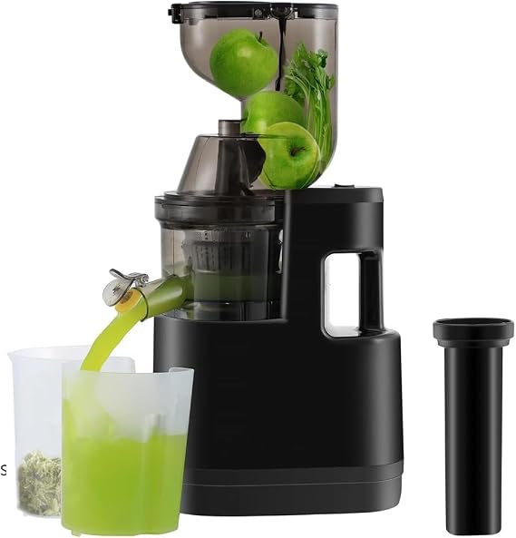 Juicer 500W Cold Press Juicer Machines with 83MM Wide Chute for Whole Fruit and Vegetable, Slow Masticating Juicer High Juice Yield (Black)