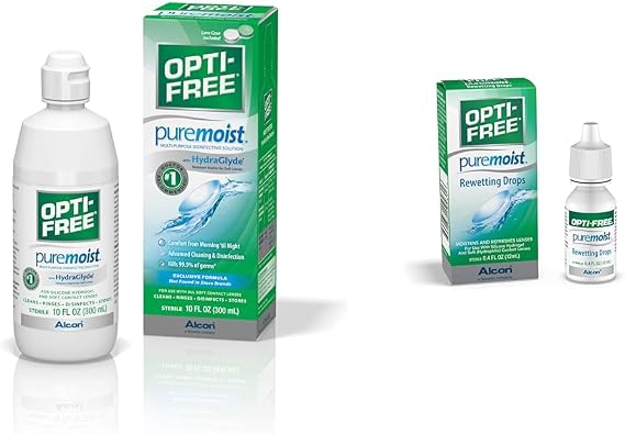 Opti-Free Puremoist Multi-Purpose Solution, 10-Ounces & Rewetting Drops, 12-mL Contact Lens Care Bundle