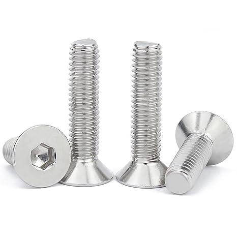 M10-1.5x20mm Flat Head Socket Cap Screws and Bolts, M10 20mm Flat Head Bolts,Stainless Steel Screw,Allen Socket Drive,Full Thread,Bright Finish,Coarse Thread UNC, 15Pcs