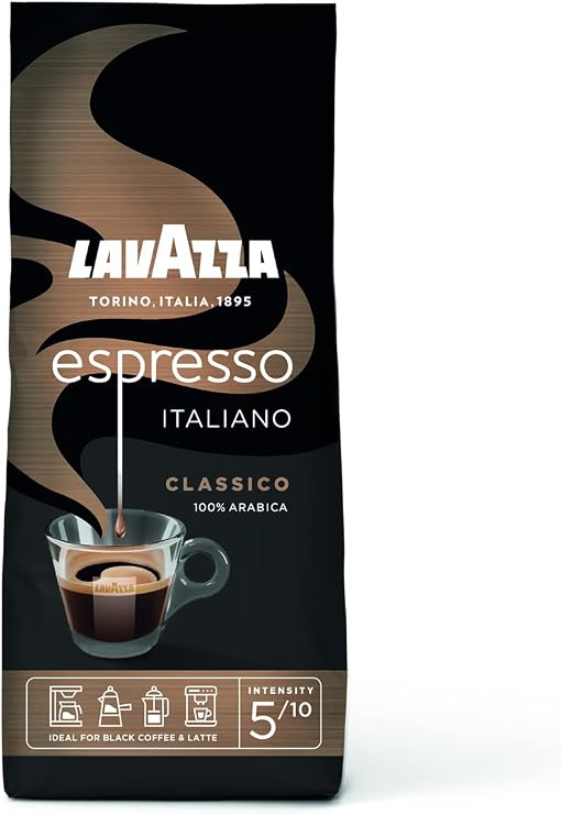 Lavazza Espresso Italiano, 100 % Arabica Medium Roast Coffee Beans, Pack of 250g