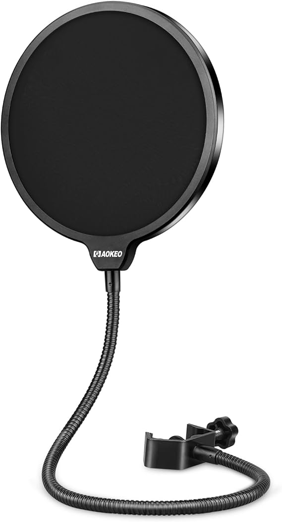 Aokeo Clamp On Studio Microphone Mic Round Shape Wind Pop Filter Mask Shield