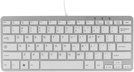 Slim Wired USB Keyboard Thin Keypad Ergonomic Portable Office Silent Keyboard Compatible With Laptop PC Computer Tablet(White)
