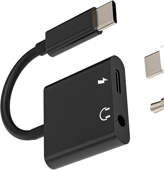 iPhone 15 Pro Max USB-C to 3.5mm Headphone Charging Adapter(2in1) DAC Type C Jack Charger Audio Splitter Compatible for Samsung Galaxy Apple Plus iPad 10Air4/5Mini6Aux Cord Dongle Accessories