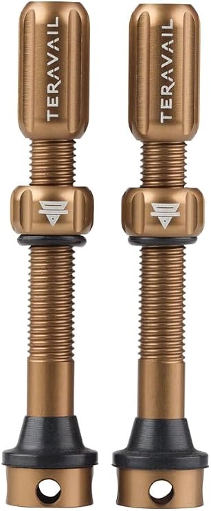 TERAVAIL Alloy 48mm Tubeless Bicycle Tire Presta Valves - Pair - Matte Copper