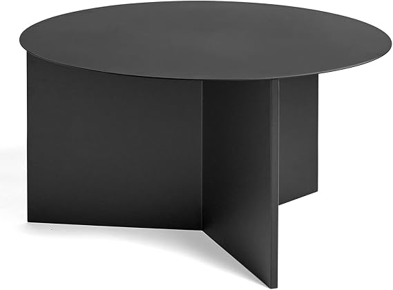 HAY Slit Table XL Round Side Table, Steel, Black, 35.5 cm