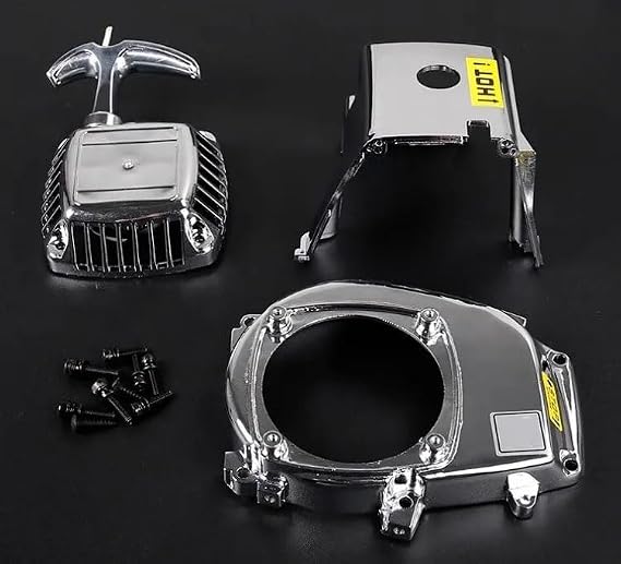 For Rovan Baja 5B Part, 1/5 RC Car Chrome Pull Start Engine and Head Cover Replacement fit 23cc 26cc 29cc 30.5cc Engine Replacement for Rovan Baja 5B for LOSI 5IVE-T RC Buggies Car Accesso