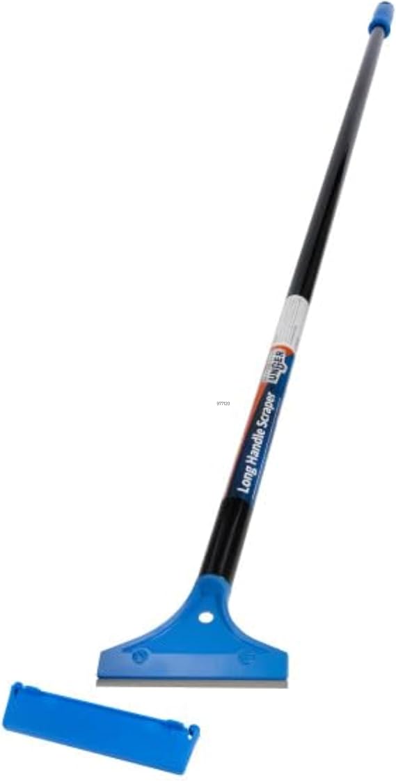 Unger Professional Long Handle Floor Scraper Tool with 4ft (48) Handle, Reversible Blade Tool for Cleaning Concrete, Linoleum Flooring, Vinyl, Tile, High-Gloss, Marble