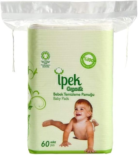 İpek Organik Bebek Temizleme Pamuğu Büyük Boy 60'lı 6 Paket, 360 Adet