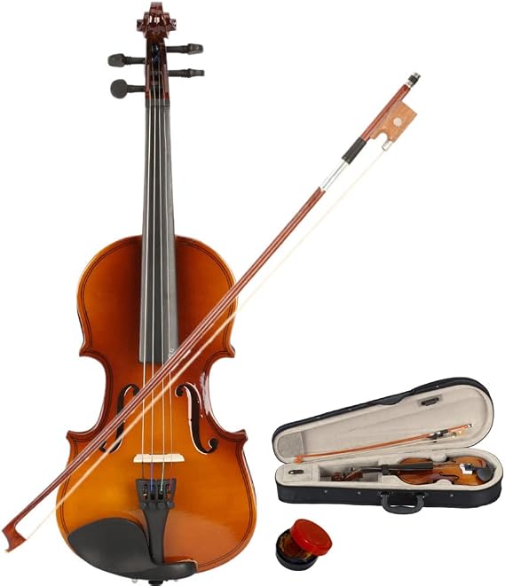 Acoustic Violin, Full Size Violin Kit with Case, Bow, Rosin (Brown, 1/8 Violin)