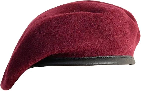Uniform Accessories Unlimited Inc Unlined Maroon Beret with Leather Sweatband (Military Issued)-Veteran Owned Business