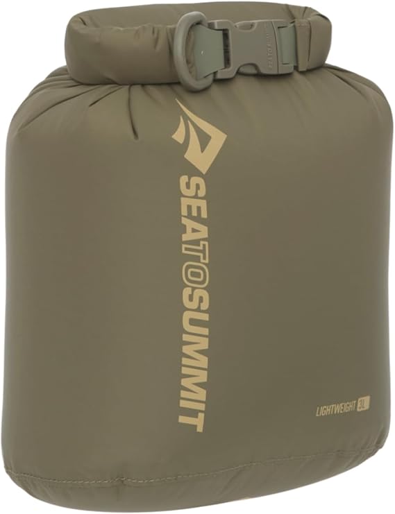 Sea to Summit - Lightweight Dry Bag XS 3L - waterproof storage - Roll closure - Recycled fabric - Attachment & D-ring - Hiking & Paddling - 17 x 13.3 x 21.3cm - Olive Green - 45g