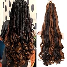 French Curly Braiding Hair 24 Inch 8 Packs - Pre Stretched Bouncy Braiding Hair- Loose Wavy Synthetic Hair (24 inch 4/30)