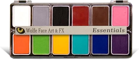 Wolfe FX, 12-color Makeup Palette - Face & Body Paint Kit Essentials