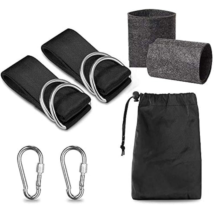 Tree Swing Hanging Straps Kit,Holds 2200 lbs,5FT Extra Long,Length with 2 Heavy Duty Safety Lock Carabiner Hooks,2 Tree Protectors,1 Storage Bag. Great for Tire, Disc Swings, Hammocks.