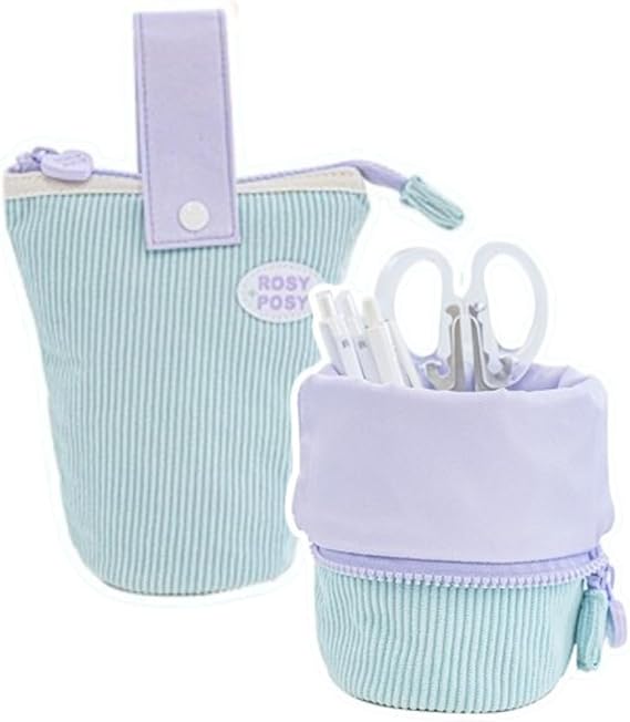 Pen Pouch Cute Pen Holder Large Capacity Kawaii Cartoon CorduroyPencil Case Aesthetic Estuche para Lapices (Milky Mint)