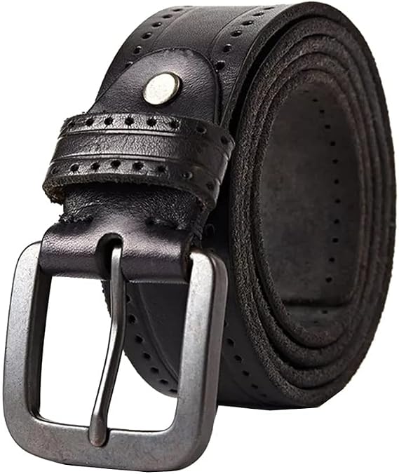 Leather Belt Men's Hard Metal Matte Buckle Original 105-150cm Jeans Screw Accessories