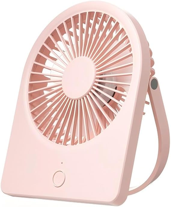 F125 Mini Desktop Fan,5-10 Hours USB Rechargeable, Wall-Mounted,Powerful 3 Speeds,for Desk Use, Warm Night Light,for Work/Camping/Study (Pink, Undigital Display)
