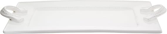 American Atelier Bianca Dash Rectangle Platter with Handles, White